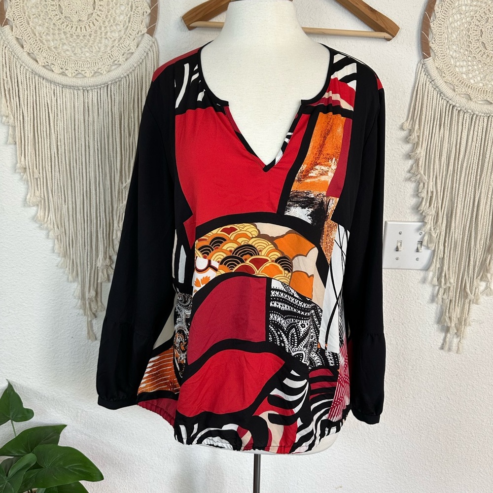 Chico’s Women's Multicolor V-Neck Top XL